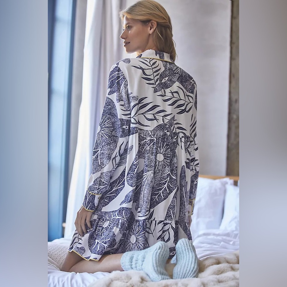 🔻LAST CHANCE🔻 CAMILLE CABANES x ANTHROPOLOGIE Botanical Flannel Pajama Top (top) - Picture 3 of 9